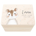 Erinnerungskiste Baby Maus Holzkiste personalisierte Erinnerungsbox Mädchen Junge Geschenk Geburt Geburtsgeschenk 30x20x13 cm