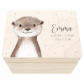 Erinnerungskiste Baby Otter Holzkiste personalisierte Erinnerungsbox Mädchen Junge Geschenk Geburt Geburtsgeschenk 30x20x13 cm