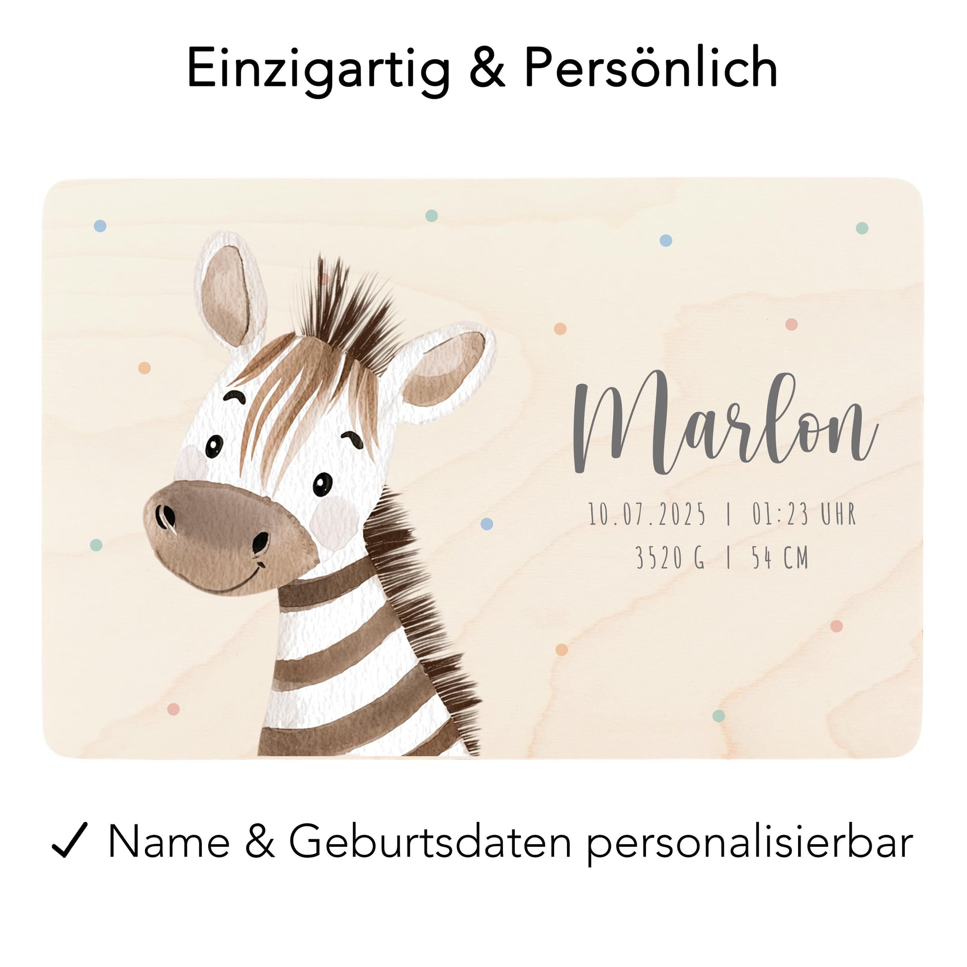Erinnerungskiste Baby Zebra Holzkiste personalisierte Erinnerungsbox Mädchen Junge Geschenk Geburt Geburtsgeschenk 30x20x13 cm