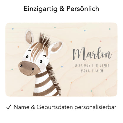 Erinnerungskiste Baby Zebra Holzkiste personalisierte Erinnerungsbox Mädchen Junge Geschenk Geburt Geburtsgeschenk 30x20x13 cm