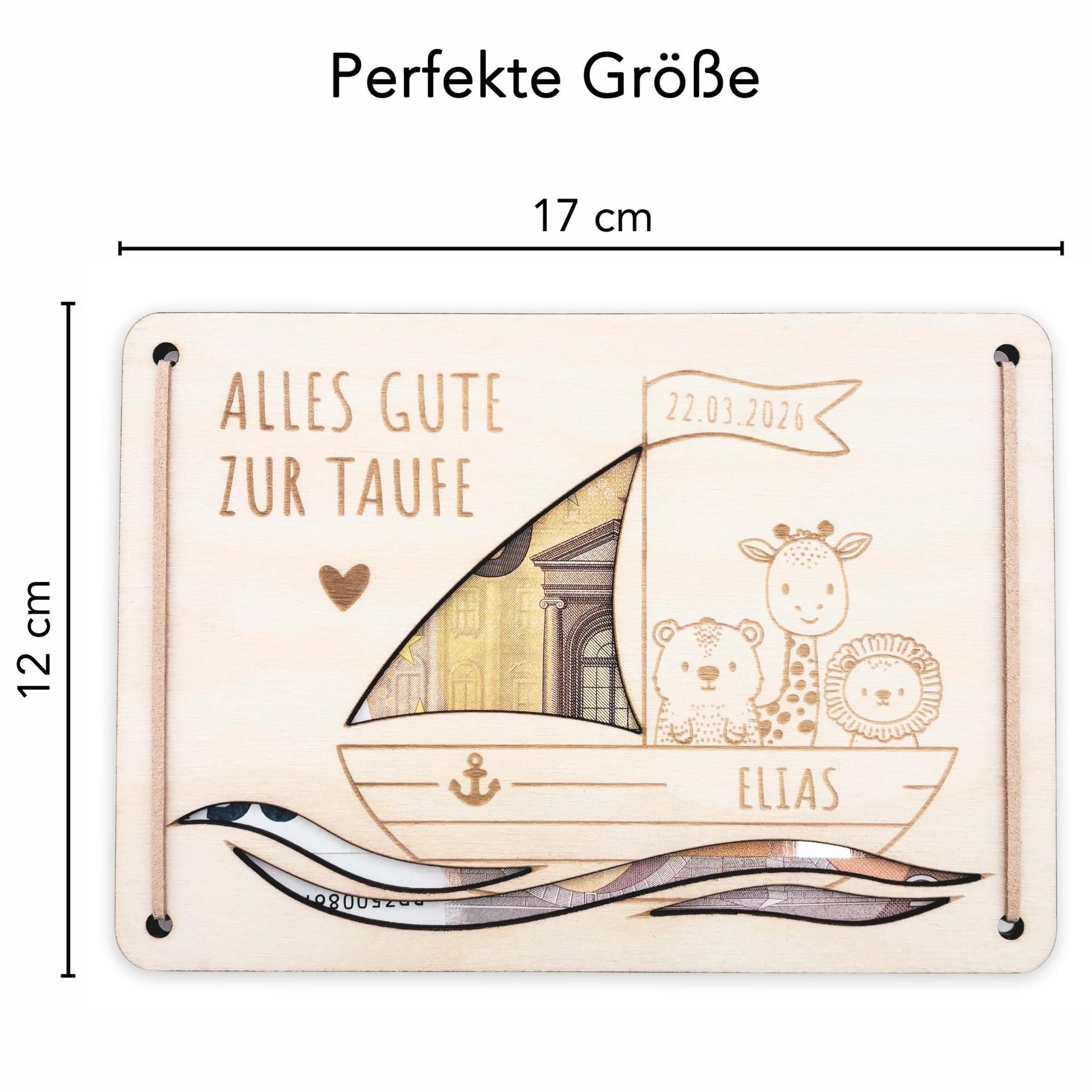 Taufgeschenk Geld Taufe personalisierte Geldgeschenk Verpackung Geschenk Taufkarte Geschenkkarte aus Holz 12x17 cm