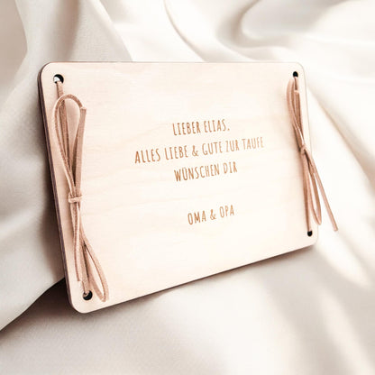 Taufgeschenk Geld Taufe personalisierte Geldgeschenk Verpackung Geschenk Taufkarte Geschenkkarte aus Holz 12x17 cm