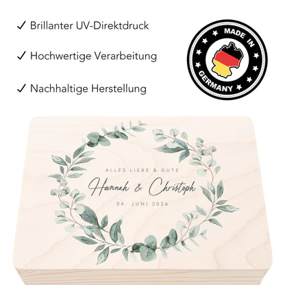 Erinnerungskiste Hochzeit personalisiertes Hochzeitsgeschenk für Brautpaar Holzkiste Erinnerungsbox Geschenkkiste Geschenkbox 30x20x13 cm