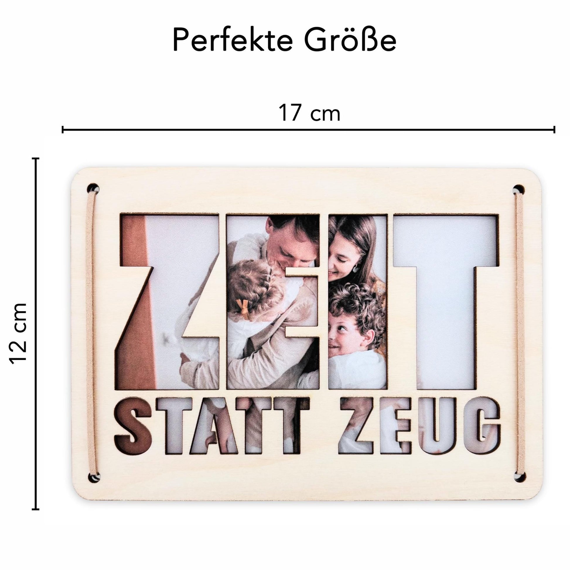 Zeit statt Zeug Wunscherfüller personalisierter Geschenkgutschein Verpackung Geburtstag Wellness Reisegutschein Geschenkkarte Holz 12x17 cm