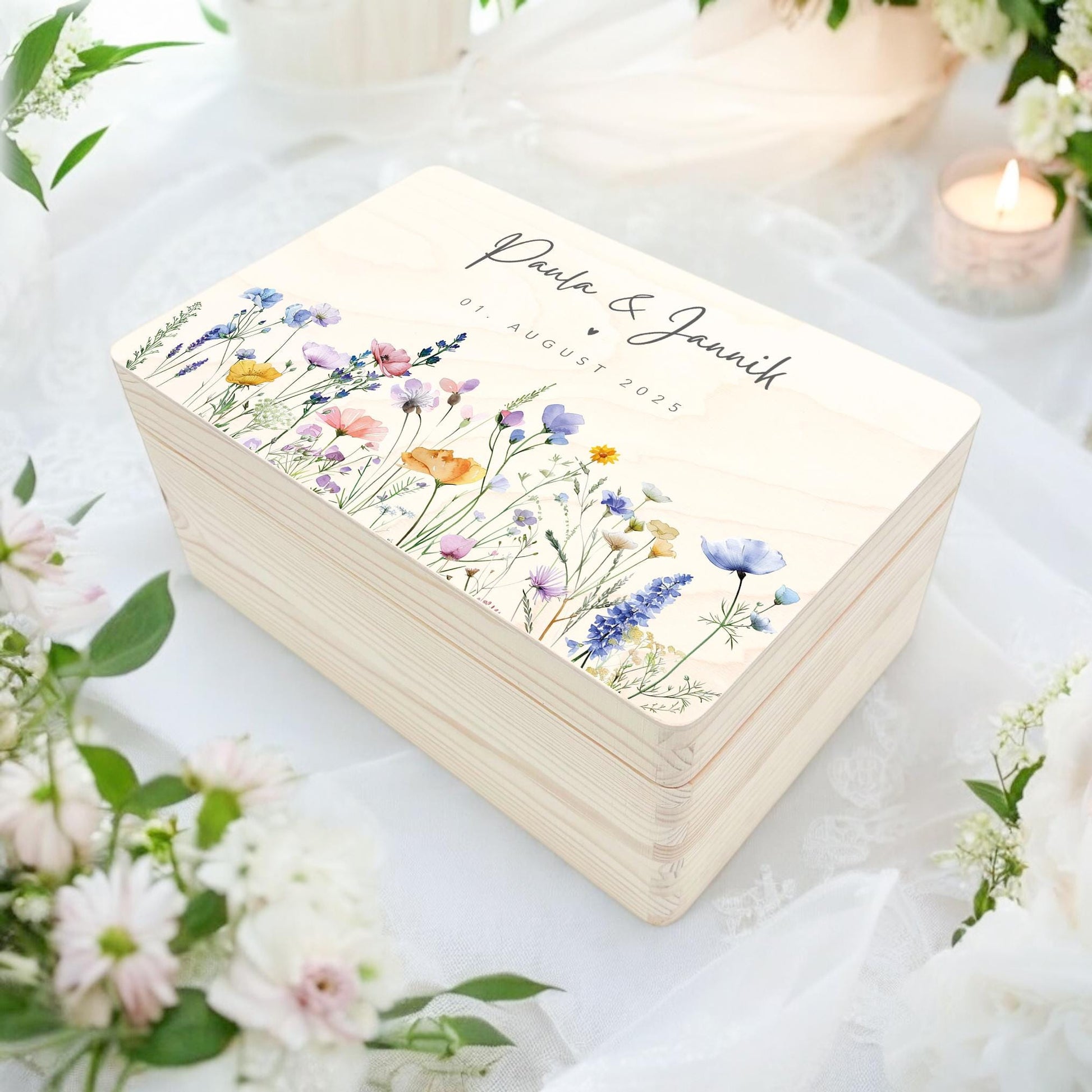 Erinnerungskiste Hochzeit personalisiertes Hochzeitsgeschenk für Brautpaar Holzkiste Erinnerungsbox Geschenkkiste Geschenkbox 30x20x13 cm