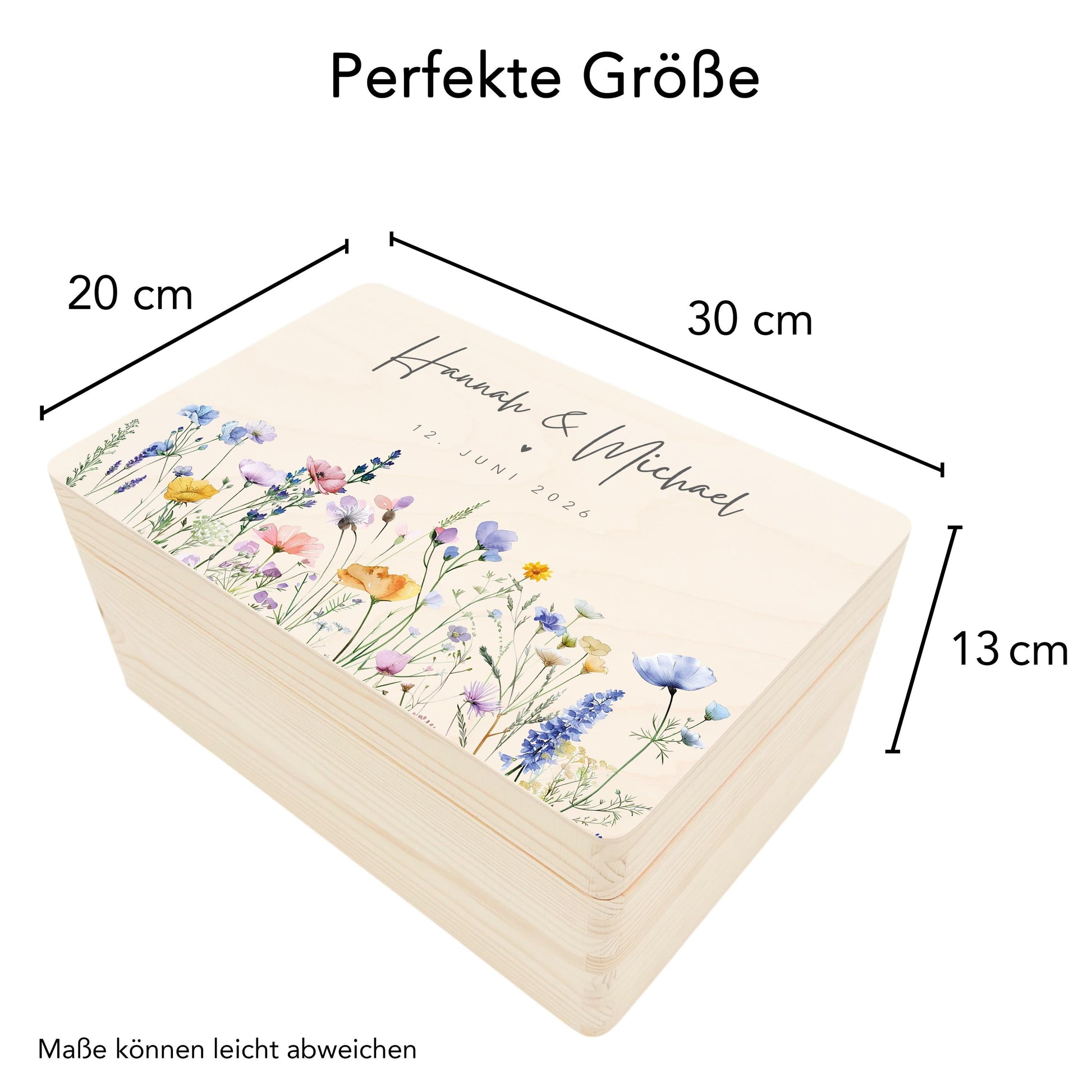 Erinnerungskiste Hochzeit personalisiertes Hochzeitsgeschenk für Brautpaar Holzkiste Erinnerungsbox Geschenkkiste Geschenkbox 30x20x13 cm