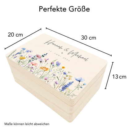Erinnerungskiste Hochzeit personalisiertes Hochzeitsgeschenk für Brautpaar Holzkiste Erinnerungsbox Geschenkkiste Geschenkbox 30x20x13 cm