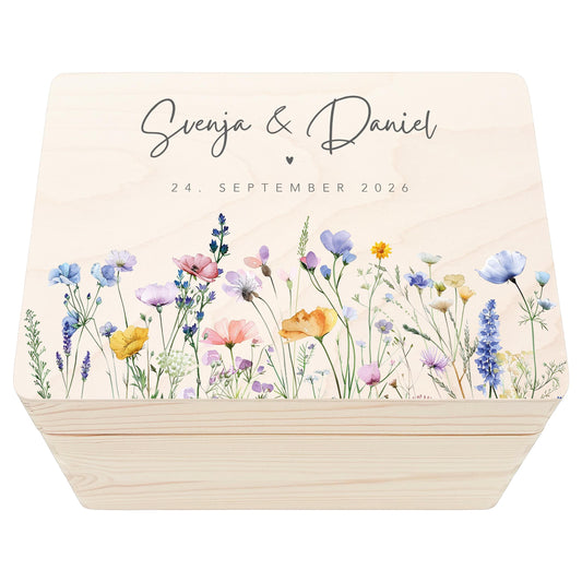 Erinnerungskiste Hochzeit personalisiertes Hochzeitsgeschenk für Brautpaar Holzkiste Erinnerungsbox Geschenkkiste Geschenkbox 30x20x13 cm