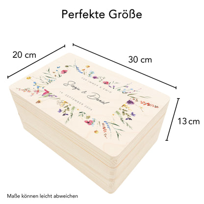 Erinnerungsbox Hochzeit personalisierte Erinnerungskiste Hochzeitsgeschenk für Brautpaar Holzkiste Geschenkkiste Geschenkbox 30x20x13 cm