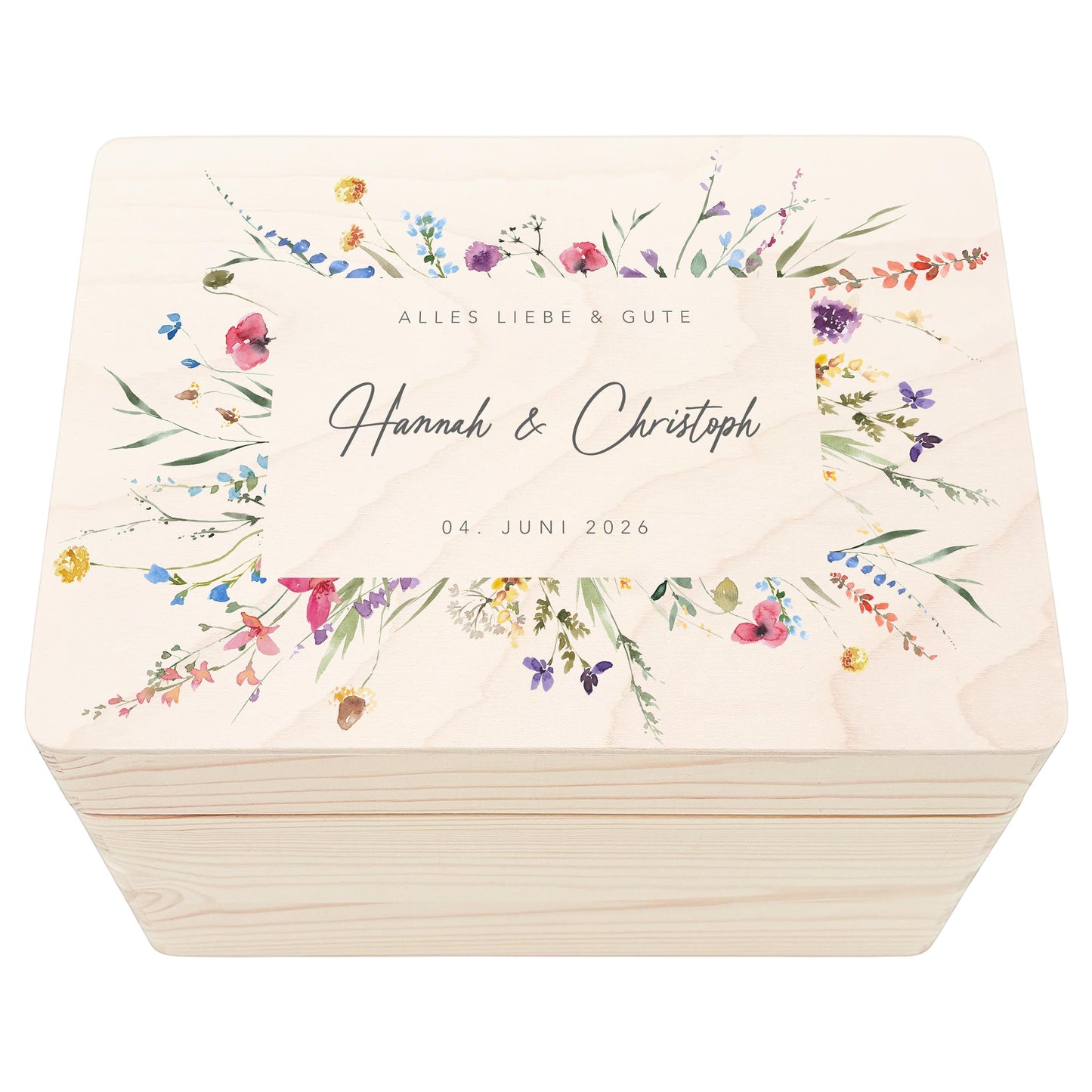 Erinnerungsbox Hochzeit personalisierte Erinnerungskiste Hochzeitsgeschenk für Brautpaar Holzkiste Geschenkkiste Geschenkbox 30x20x13 cm