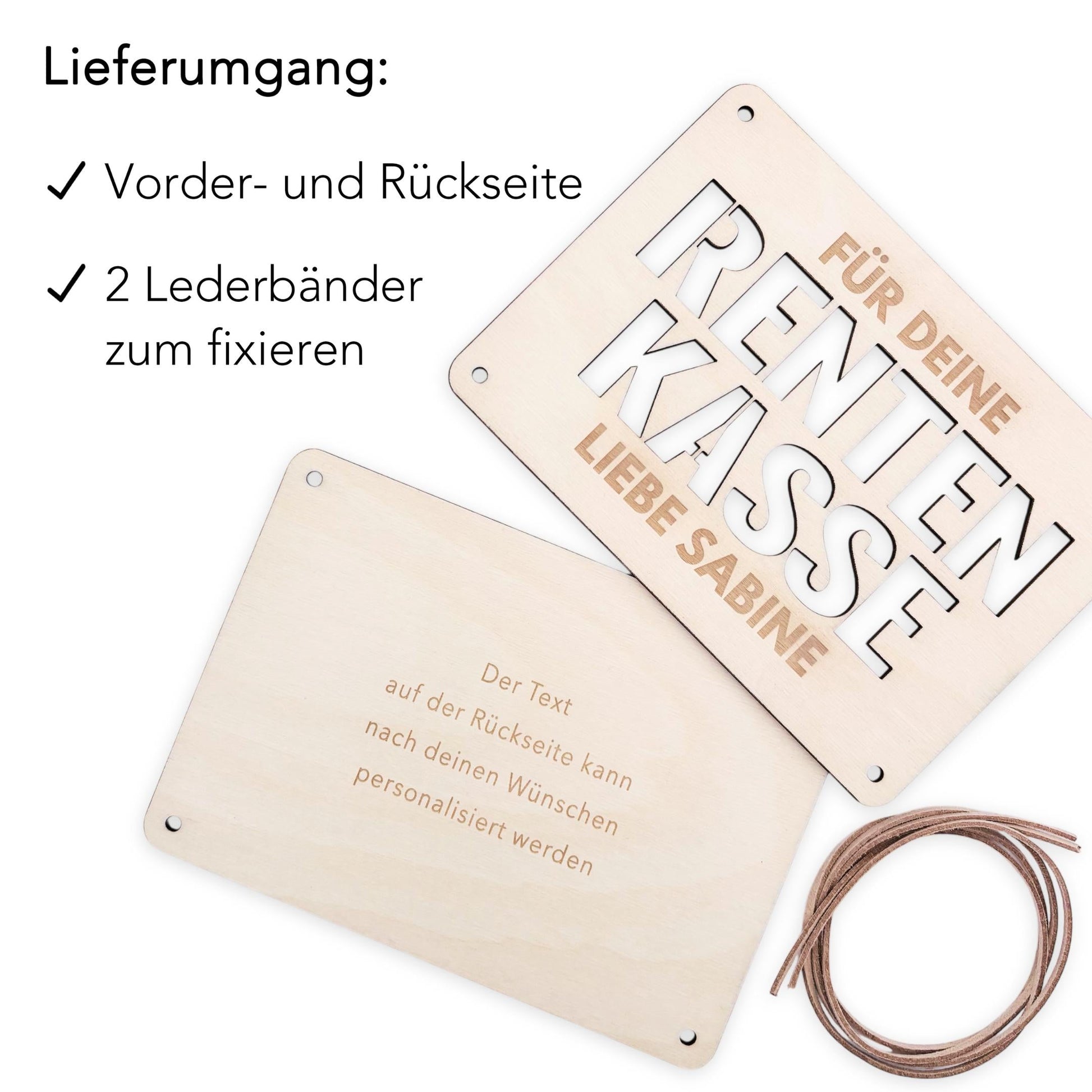 Rente Geldgeschenk personalisiertes Renteneintritt Geschenk Rentner Rentenkasse Abschiedsgeschenk Kollegen Geschenkkarte aus Holz 12x17 cm