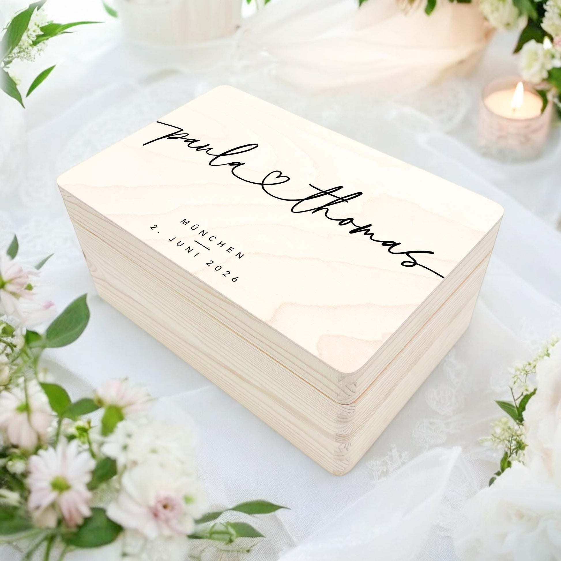Erinnerungskiste Hochzeit personalisiertes Hochzeitsgeschenk für Brautpaar Holzkiste Erinnerungsbox Geschenkkiste Geschenkbox 30x20x13 cm