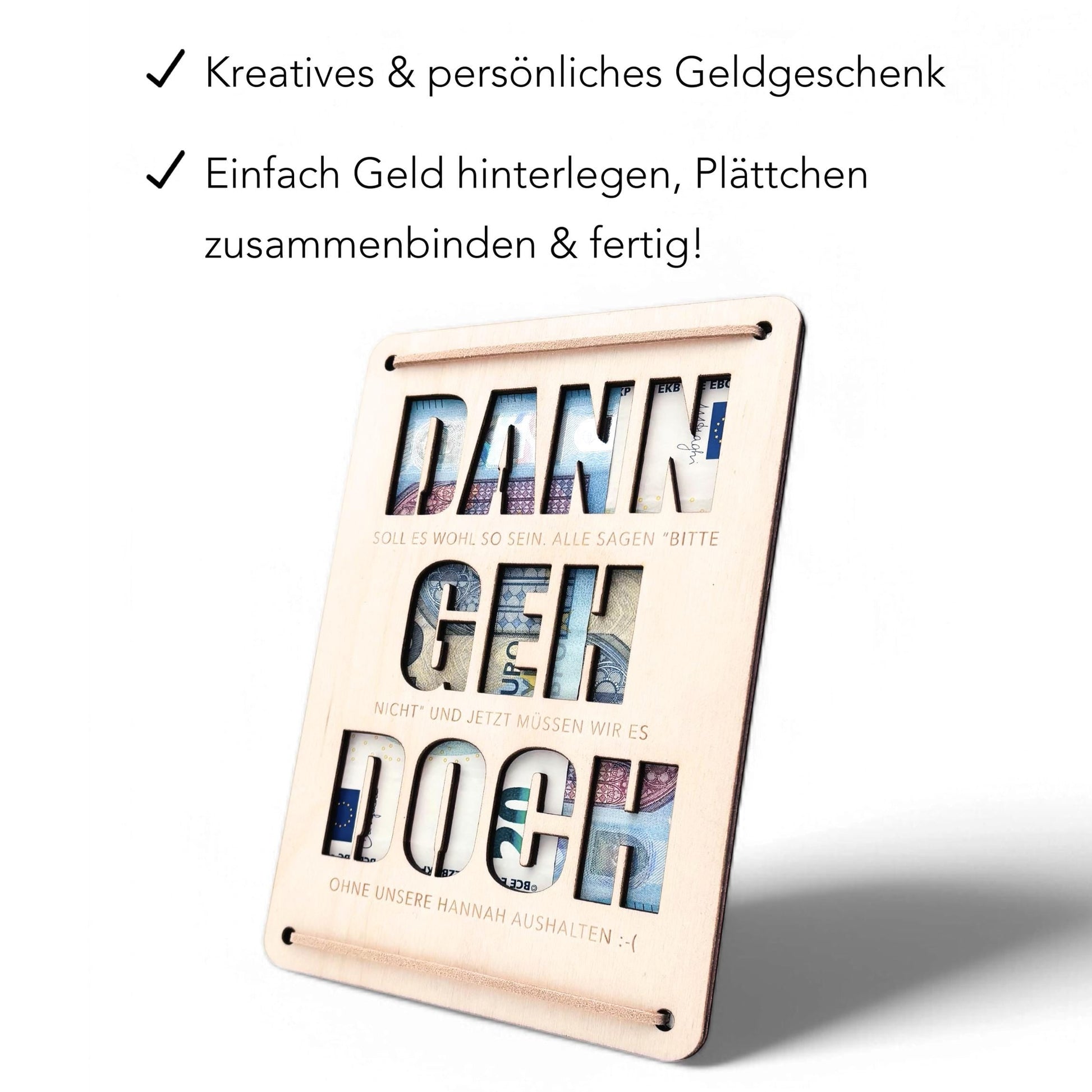 Dann geh doch Karte Abschiedsgeschenk Kollege personalisiertes Geschenk Kollegin Jobwechsel Geldgeschenk Geschenkkarte Holz 12x17 cm