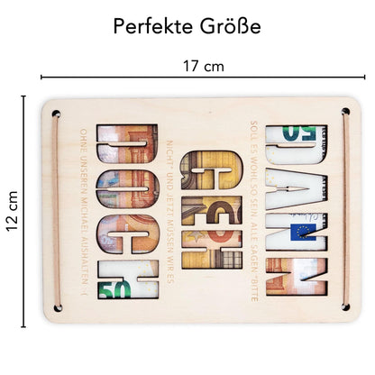 Dann geh doch Karte Abschiedsgeschenk Kollege personalisiertes Geschenk Kollegin Jobwechsel Geldgeschenk Geschenkkarte Holz 12x17 cm