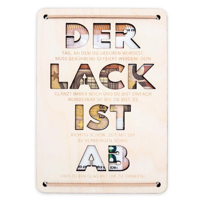 Der Lack ist ab Geldgeschenk Geburtstag personalisierte Geburtstagskarte Geldverpackung Geld Geburtstagsgeschenk Geschenkkarte Holz 12x17 cm