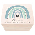 Erinnerungskiste Baby Regenbogen Holzkiste personalisierte Erinnerungsbox Junge Erinnerungsbox Geschenk Geburt Geburtsgeschenk 30x20x13 cm