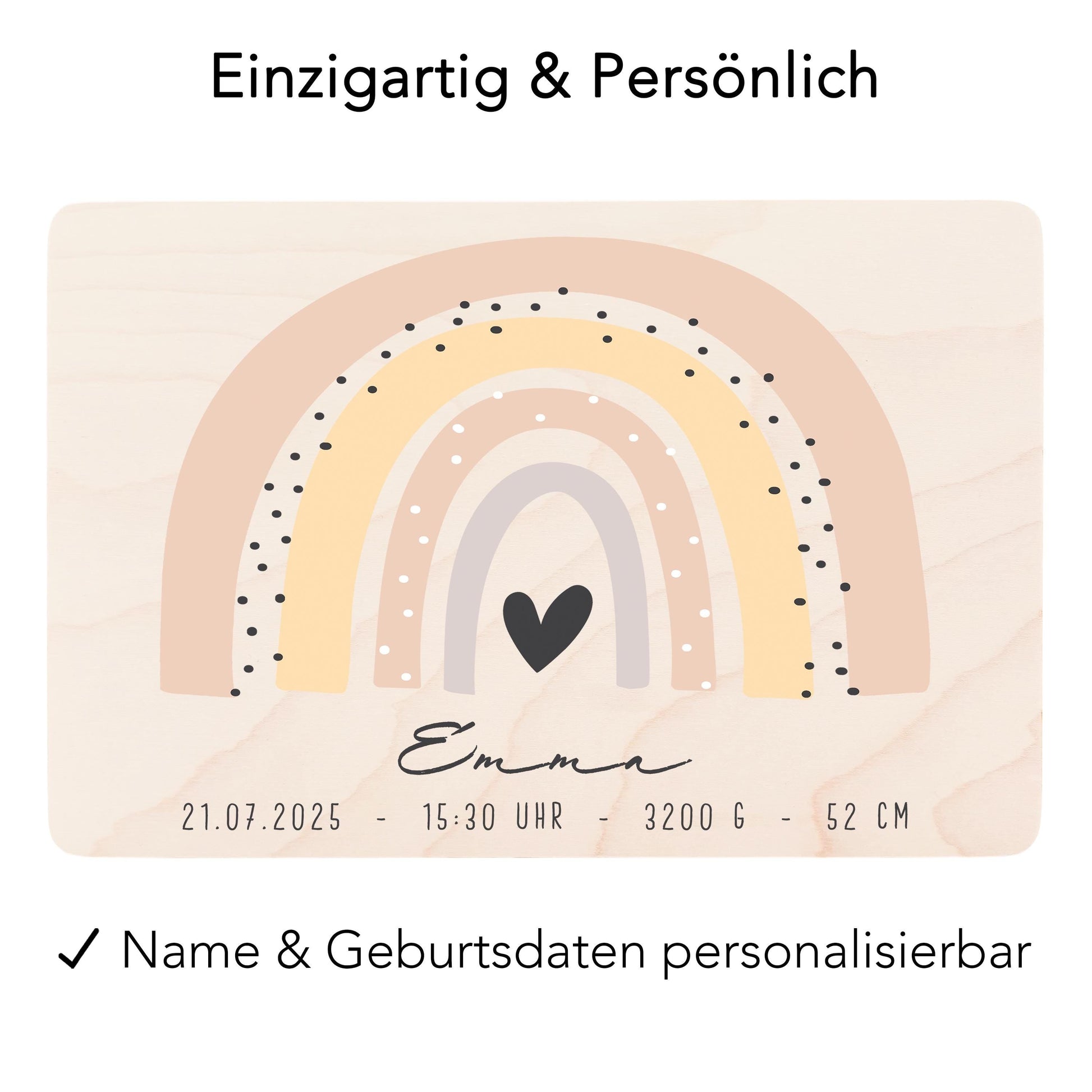 Erinnerungskiste Baby Regenbogen Holzkiste personalisierte Erinnerungsbox Mädchen Erinnerungsbox Geschenk Geburt Geburtsgeschenk 30x20x13 cm