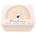 Erinnerungskiste Baby Regenbogen Holzkiste personalisierte Erinnerungsbox Mädchen Erinnerungsbox Geschenk Geburt Geburtsgeschenk 30x20x13 cm