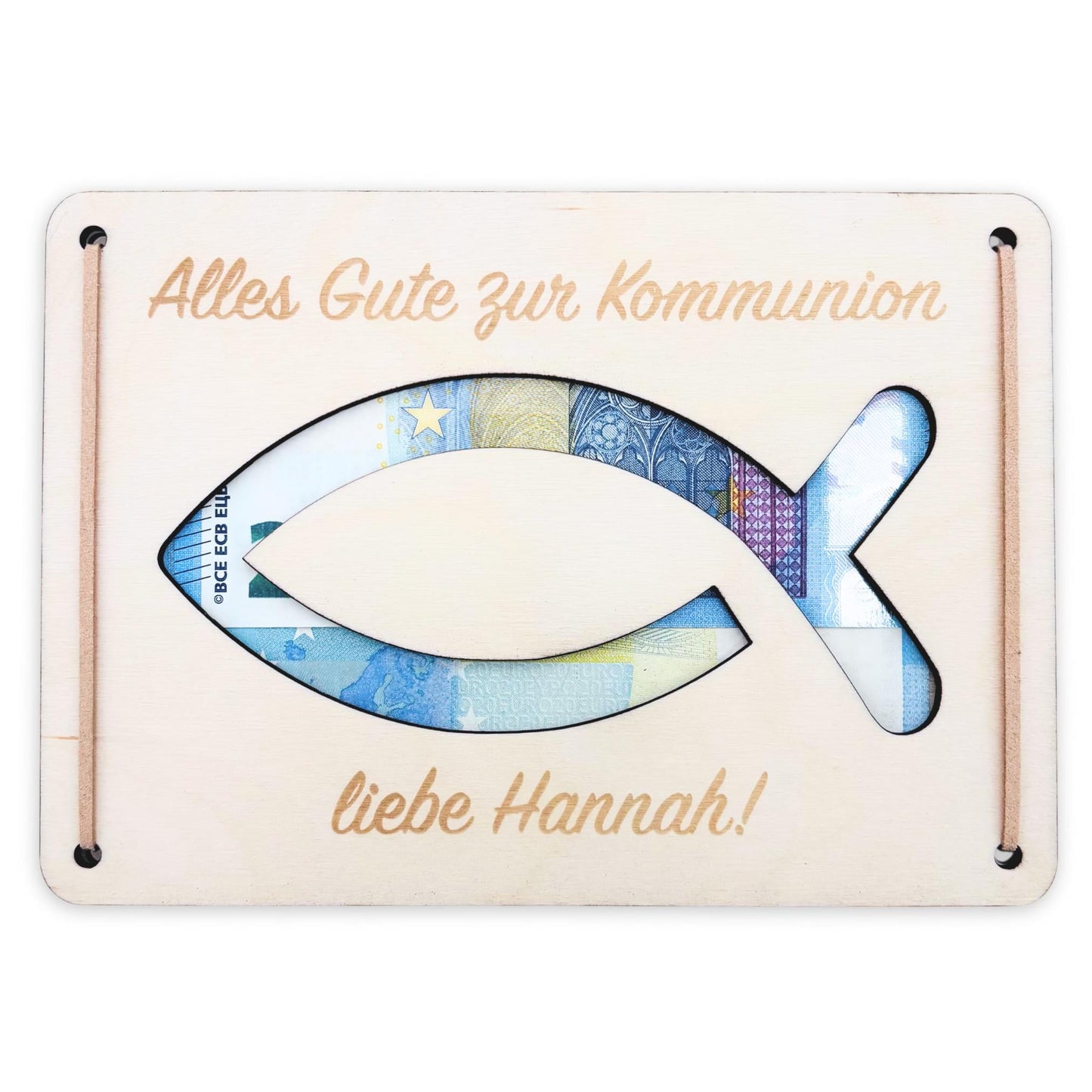 Geldgeschenk Kommunion Geschenk Junge Mädchen personalisierte Geld Verpackung Erstkommunion Geschenkkarte aus Holz 12x17 cm