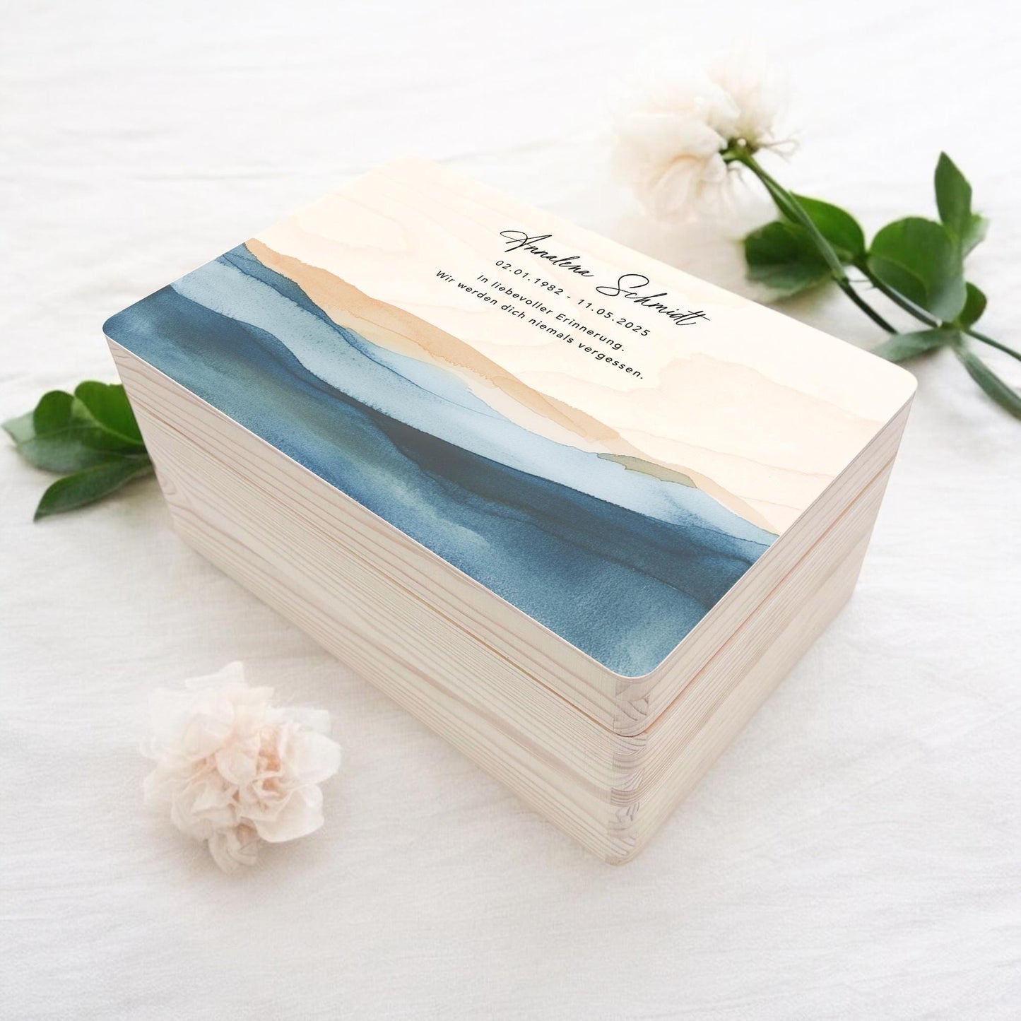 Trauergeschenk Trauerbox personalisiertes Andenken Erinnerungsbox Erinnerungskiste Holzkiste Geschenk für Angehörige Holzbox 30x20x13 cm
