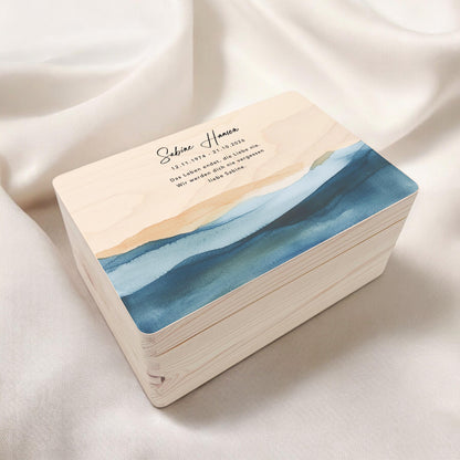 Trauergeschenk Trauerbox personalisiertes Andenken Erinnerungsbox Erinnerungskiste Holzkiste Geschenk für Angehörige Holzbox 30x20x13 cm