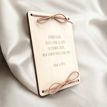 Taufkarte Taufgeschenk Geld Taufe personalisierte Geldgeschenk Verpackung Geschenk Kreuz Geschenkkarte aus Holz 12x17 cm