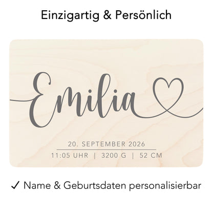 Erinnerungskiste Baby personalisierte Holzkiste mit Namen Erinnerungsbox Geschenk zur Geburt Geburtsgeschenk Holzbox 30x20x13 cm