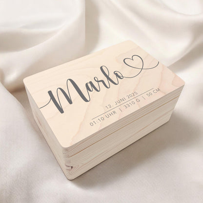 Erinnerungskiste Baby personalisierte Holzkiste mit Namen Erinnerungsbox Geschenk zur Geburt Geburtsgeschenk Holzbox 30x20x13 cm