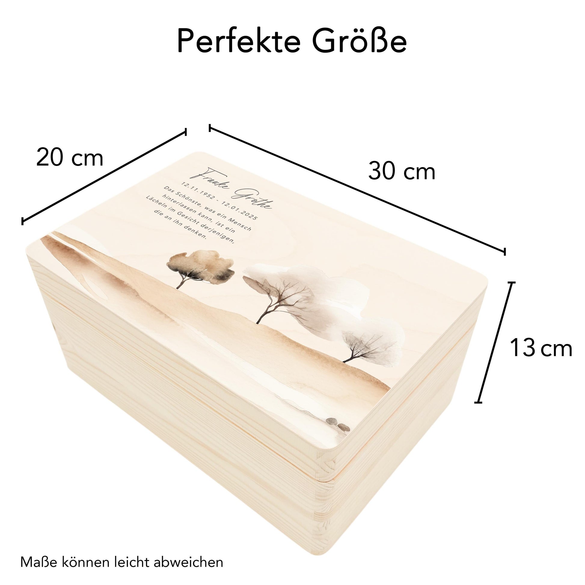 Trauergeschenk Trauerbox personalisiertes Andenken Erinnerungsbox Erinnerungskiste Holzkiste Geschenk für Angehörige Holzbox 30x20x13 cm
