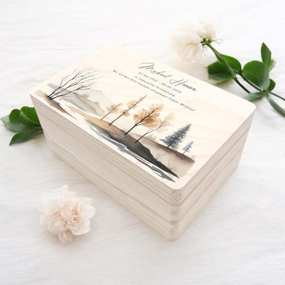Trauerbox Trauergeschenk personalisiertes Andenken Erinnerungsbox Erinnerungskiste Holzkiste Geschenk für Angehörige Holzbox 30x20x13 cm