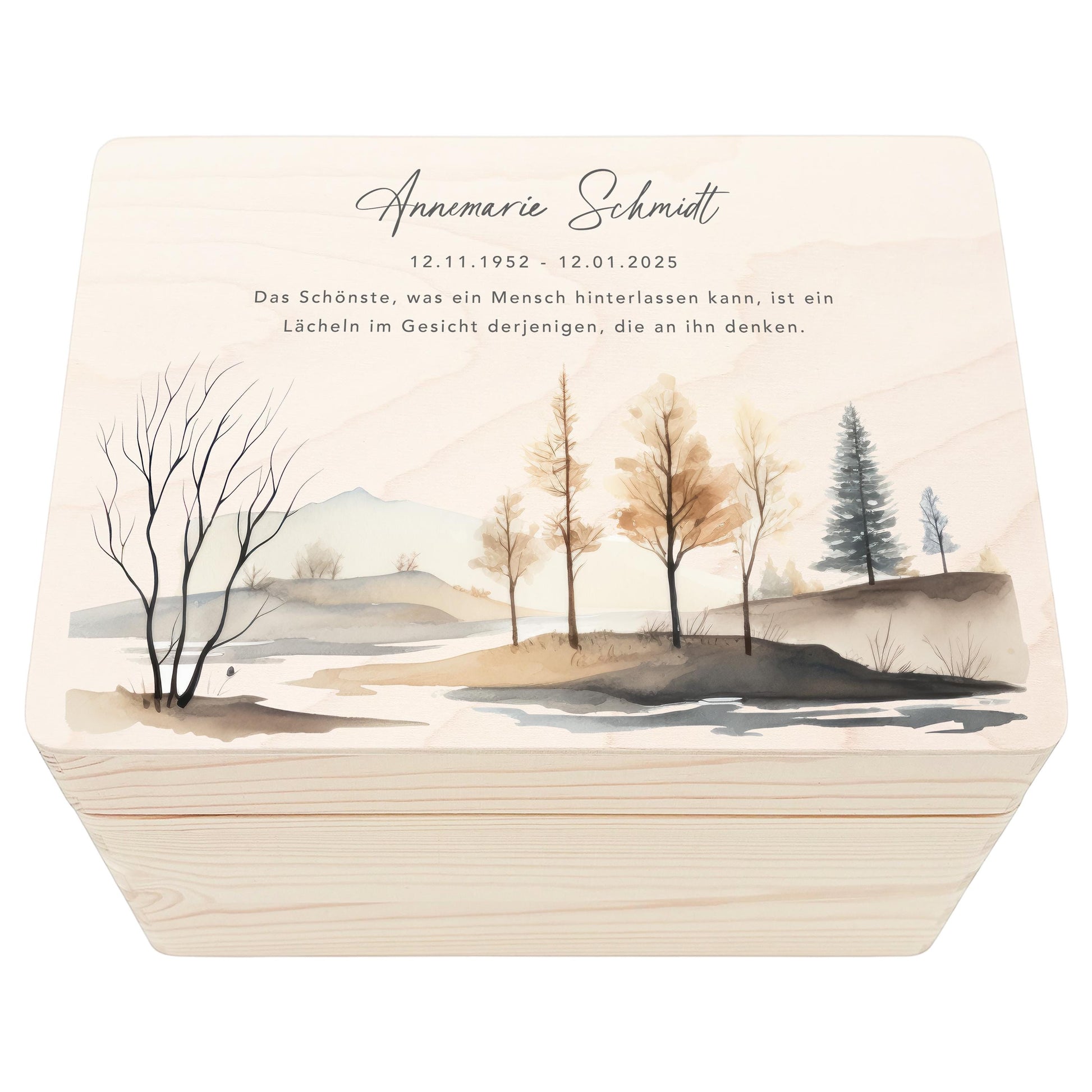 Trauerbox Trauergeschenk personalisiertes Andenken Erinnerungsbox Erinnerungskiste Holzkiste Geschenk für Angehörige Holzbox 30x20x13 cm
