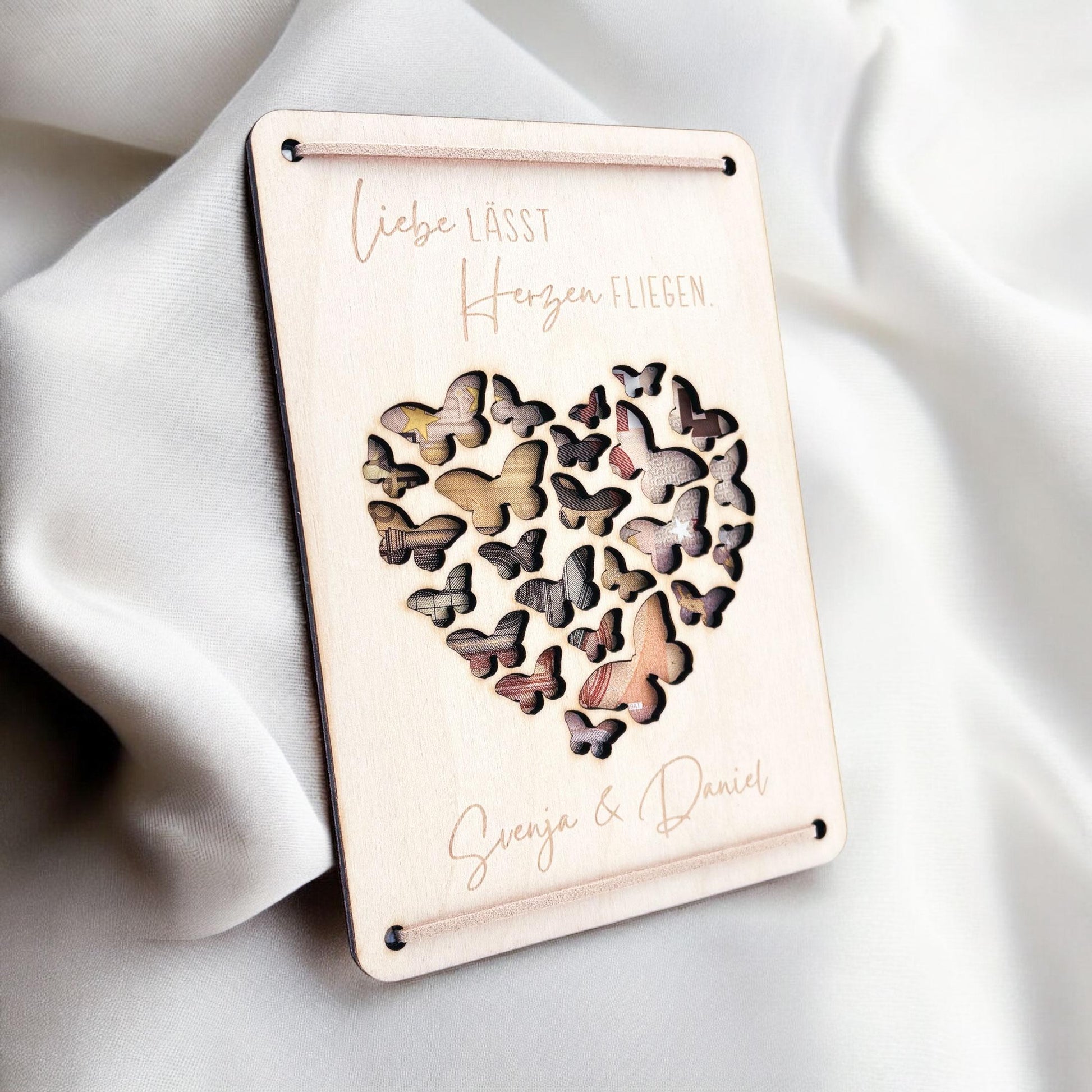 Personalisiertes Hochzeitsgeschenk für Brautpaar Geldgeschenke Verpackung Hochzeit Geld Geschenk Hochzeitskarte aus Holz 12x17 cm