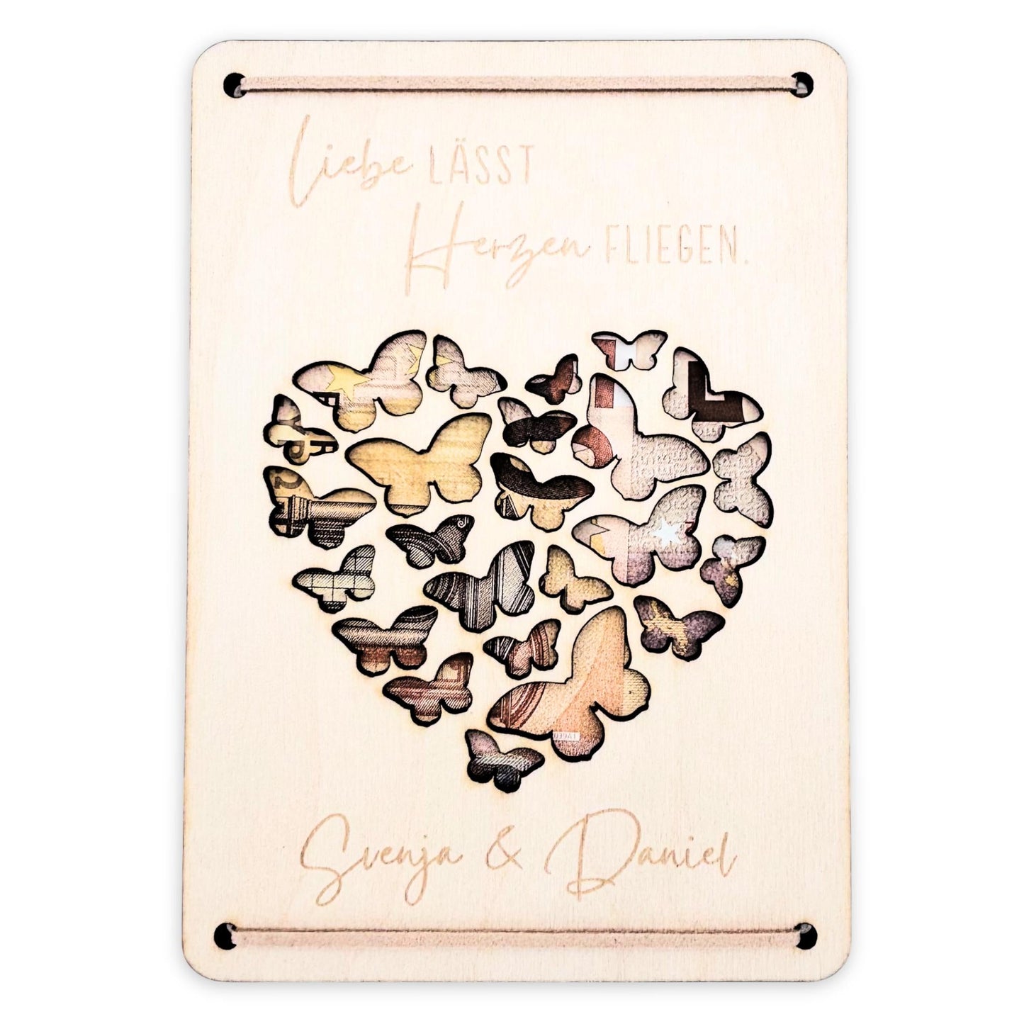 Personalisiertes Hochzeitsgeschenk für Brautpaar Geldgeschenke Verpackung Hochzeit Geld Geschenk Hochzeitskarte aus Holz 12x17 cm