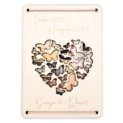 Personalisiertes Hochzeitsgeschenk für Brautpaar Geldgeschenke Verpackung Hochzeit Geld Geschenk Hochzeitskarte aus Holz 12x17 cm