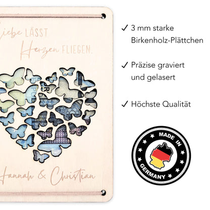 Personalisiertes Hochzeitsgeschenk für Brautpaar Geldgeschenke Verpackung Hochzeit Geld Geschenk Hochzeitskarte aus Holz 12x17 cm