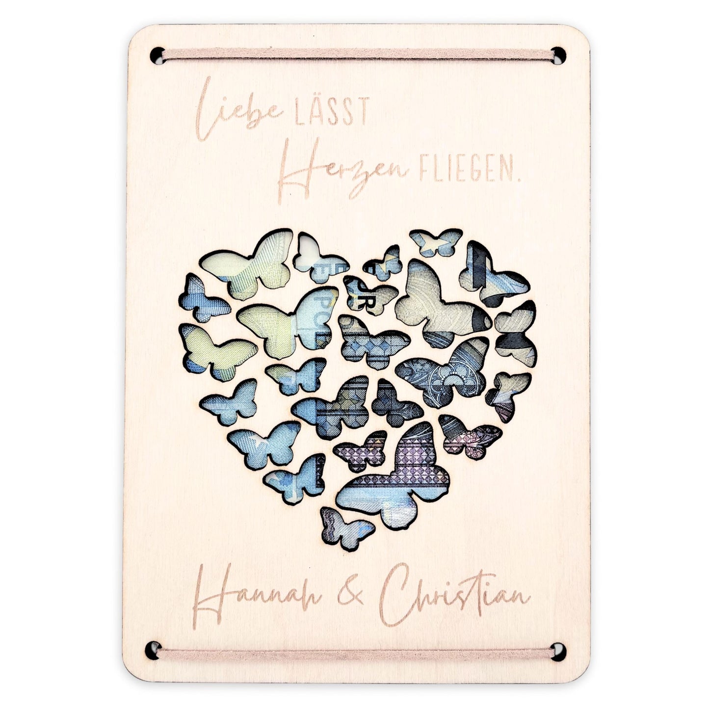 Personalisiertes Hochzeitsgeschenk für Brautpaar Geldgeschenke Verpackung Hochzeit Geld Geschenk Hochzeitskarte aus Holz 12x17 cm