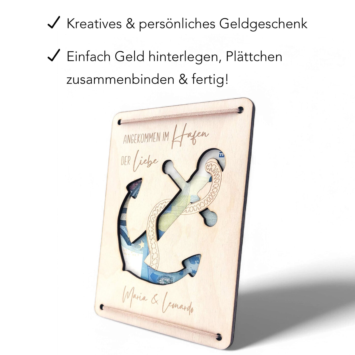 Hochzeitsgeschenk für Brautpaar Geld personalisiert Geldgeschenke Verpackung Hochzeit Geschenk Hochzeitskarte aus Holz 12x17 cm