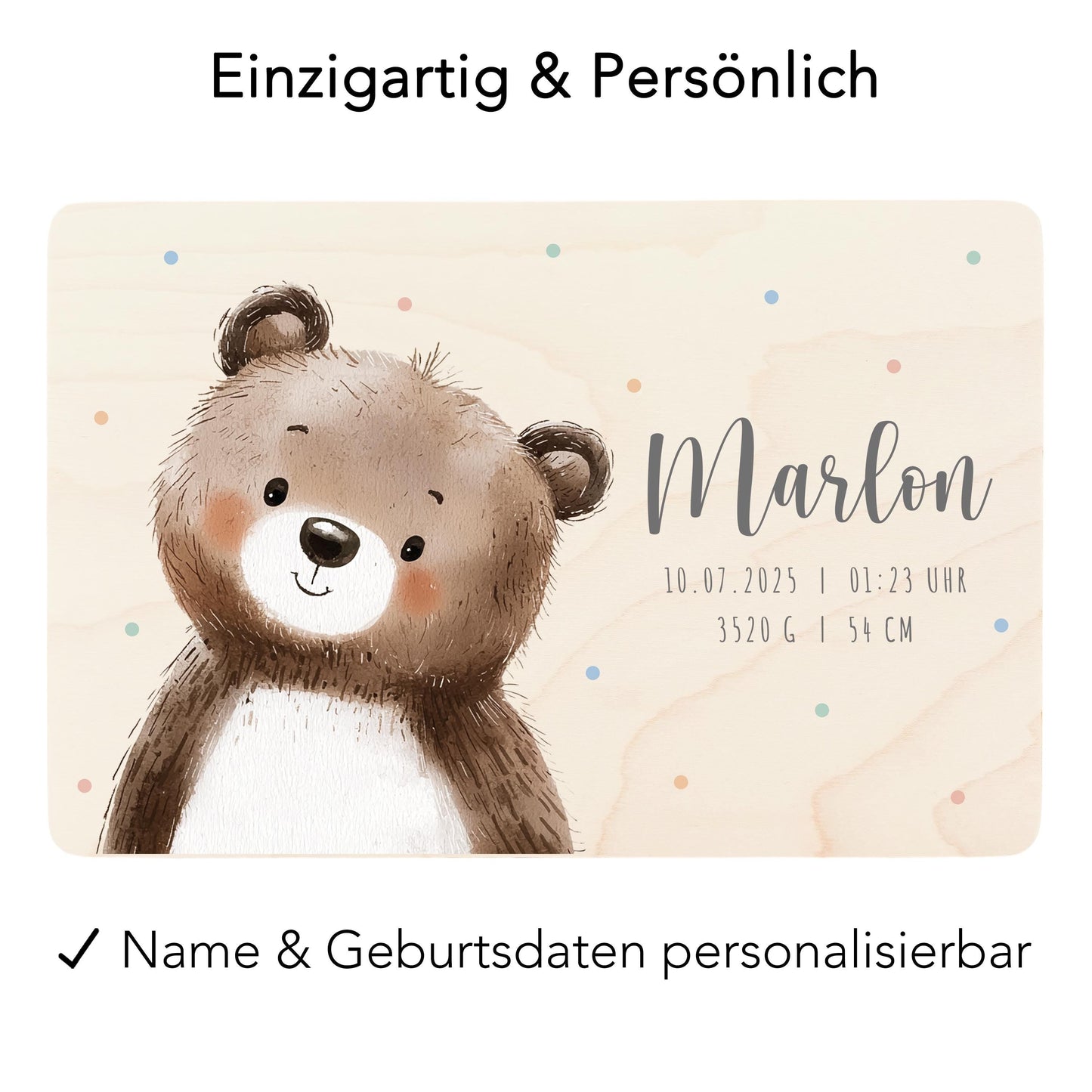 Erinnerungskiste Baby Bär Holzkiste personalisierte Erinnerungsbox Mädchen Junge Geschenk Geburt Geburtsgeschenk 30x20x13 cm