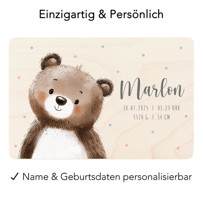 Erinnerungskiste Baby Bär Holzkiste personalisierte Erinnerungsbox Mädchen Junge Geschenk Geburt Geburtsgeschenk 30x20x13 cm