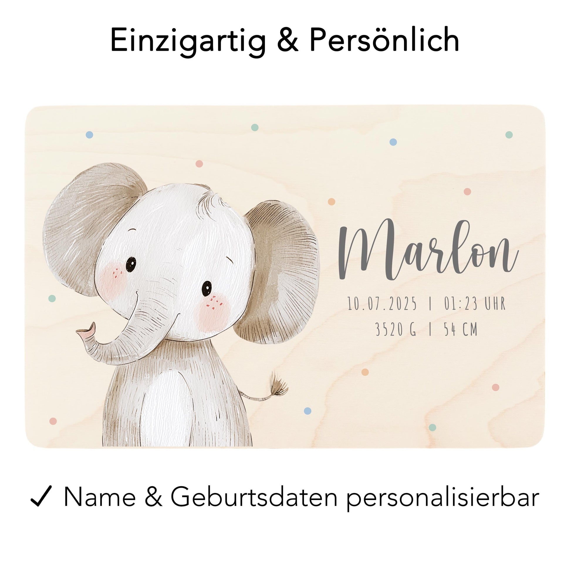 Erinnerungskiste Baby Elefant Holzkiste personalisierte Erinnerungsbox Geschenk Geburt Geburtsgeschenk 30x20x13 cm