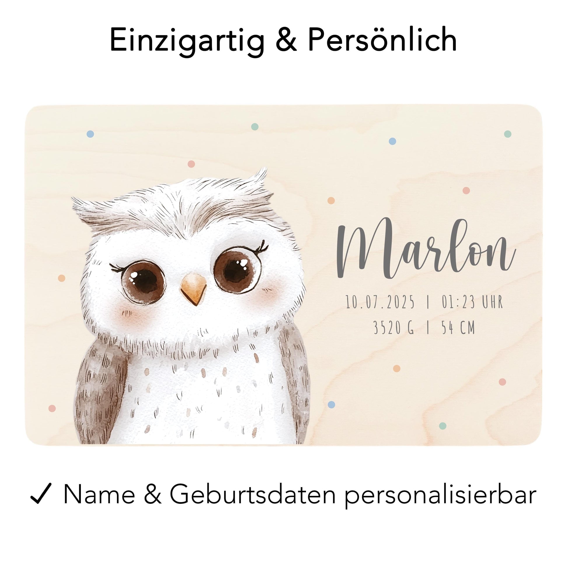 Erinnerungskiste Baby Eule Holzkiste personalisierte Erinnerungsbox Mädchen Junge Geschenk Geburt Geburtsgeschenk 30x20x13 cm