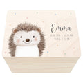 Erinnerungskiste Baby Igel Holzkiste personalisierte Erinnerungsbox Mädchen Junge Geschenk Geburt Geburtsgeschenk 30x20x13 cm