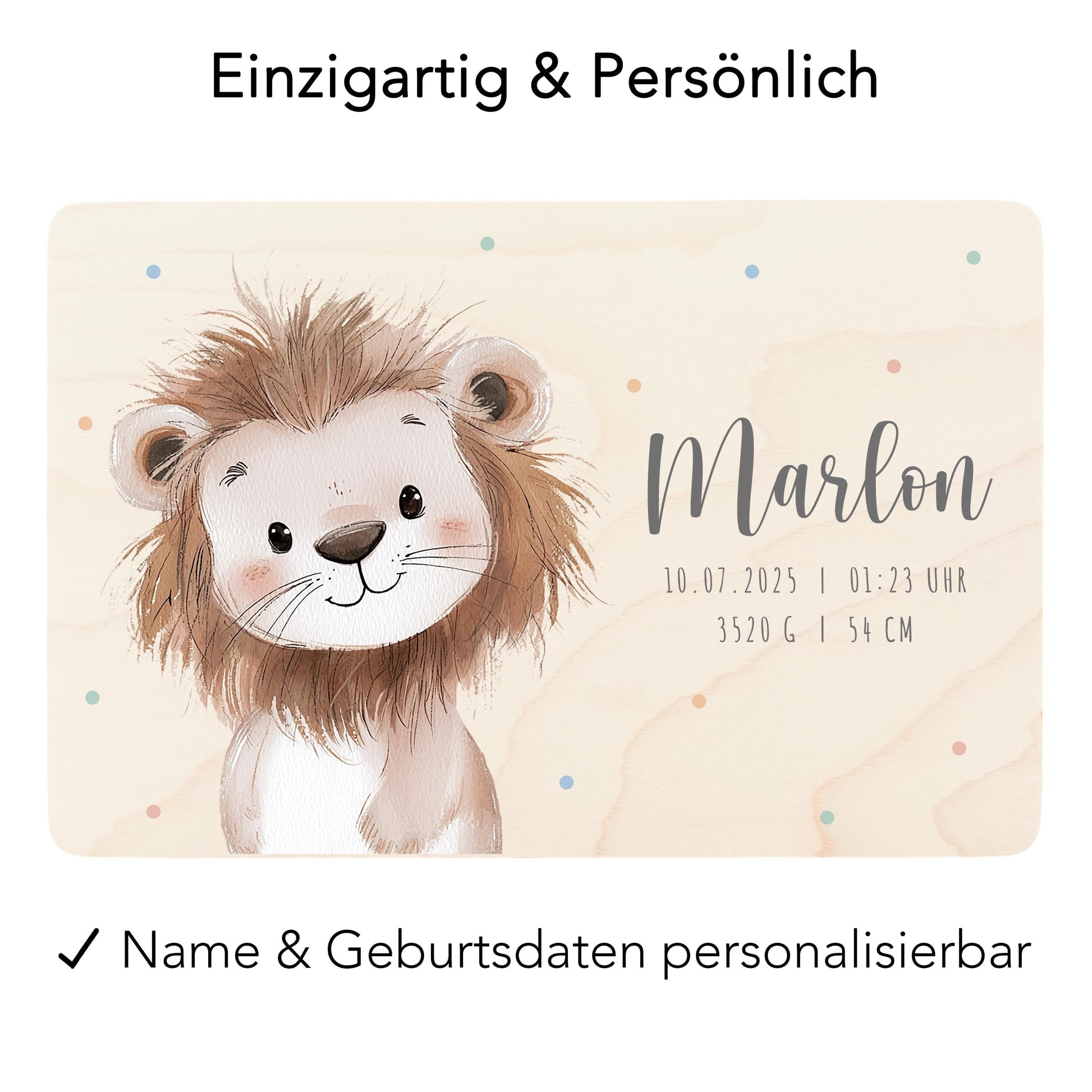 Erinnerungskiste Baby Löwe Holzkiste personalisierte Erinnerungsbox Mädchen Junge Geschenk Geburt Geburtsgeschenk 30x20x13 cm