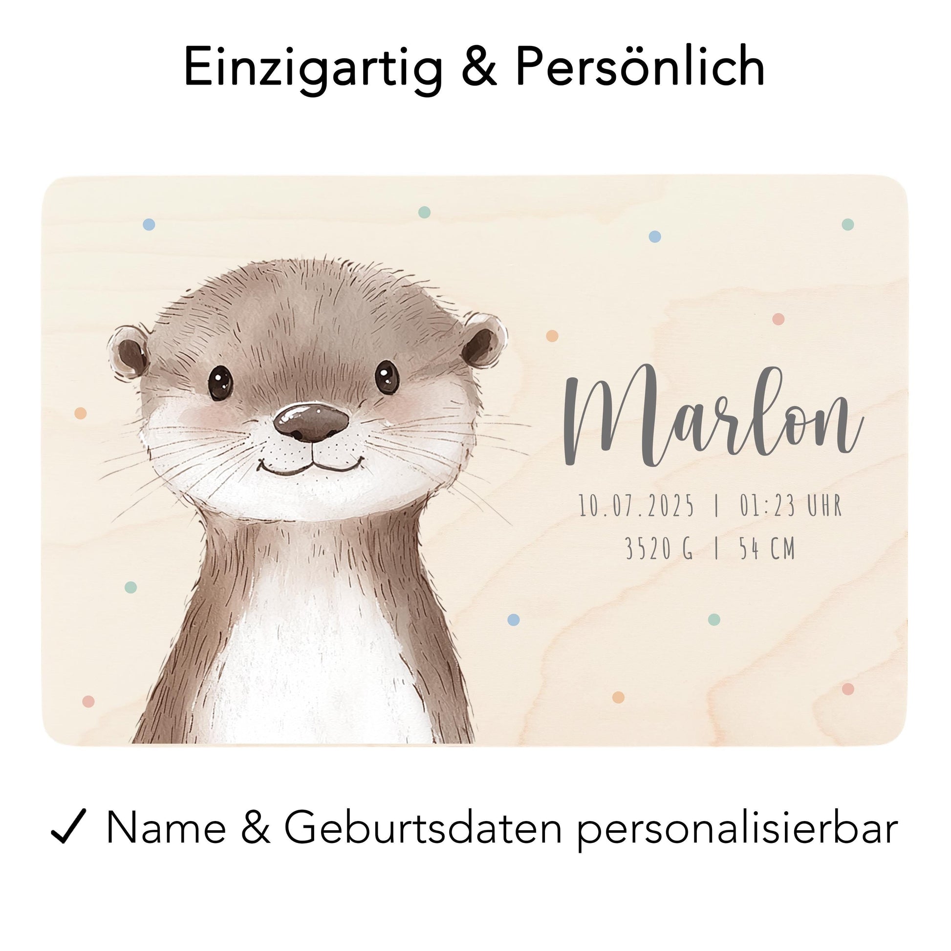 Erinnerungskiste Baby Otter Holzkiste personalisierte Erinnerungsbox Mädchen Junge Geschenk Geburt Geburtsgeschenk 30x20x13 cm