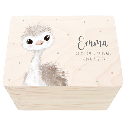 Erinnerungskiste Baby Strauß Holzkiste personalisierte Erinnerungsbox Mädchen Junge Geschenk Geburt Geburtsgeschenk 30x20x13 cm