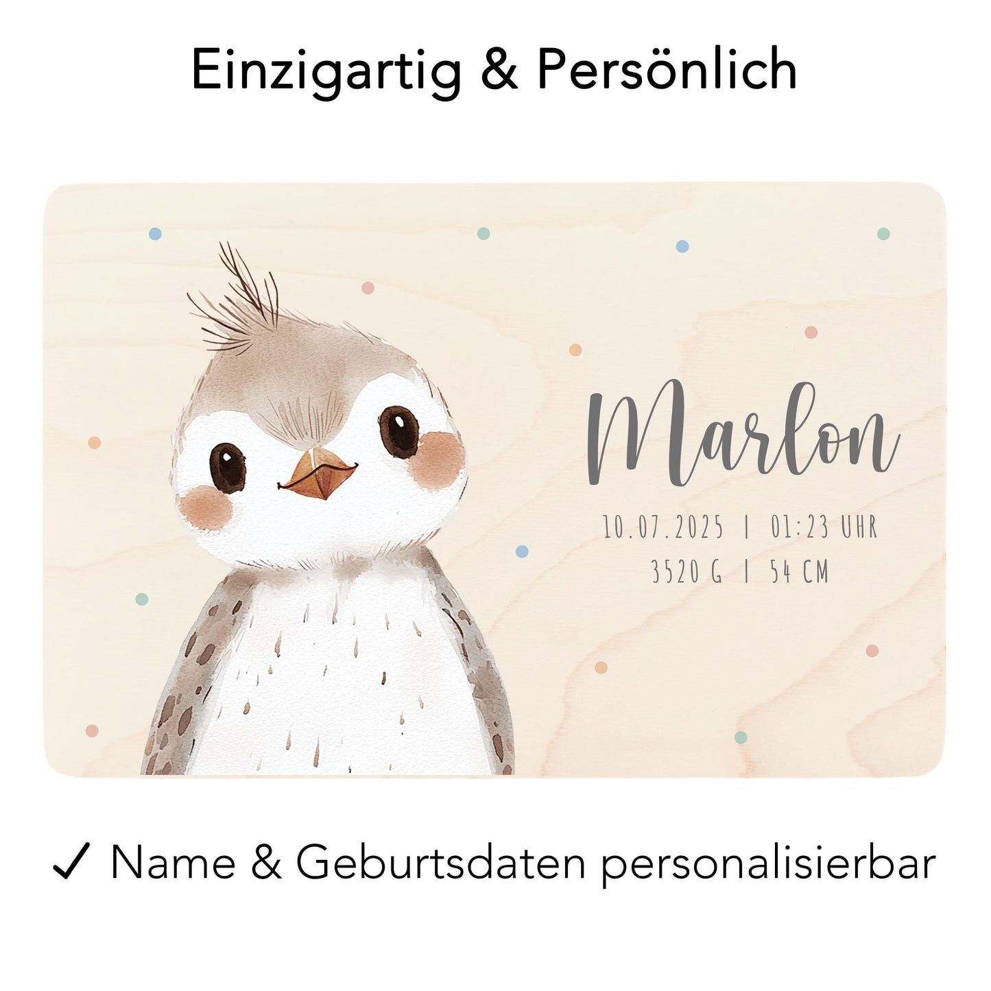 Erinnerungskiste Baby Vogel Holzkiste personalisierte Erinnerungsbox Mädchen Junge Geschenk Geburt Geburtsgeschenk 30x20x13 cm