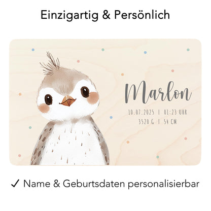 Erinnerungskiste Baby Vogel Holzkiste personalisierte Erinnerungsbox Mädchen Junge Geschenk Geburt Geburtsgeschenk 30x20x13 cm