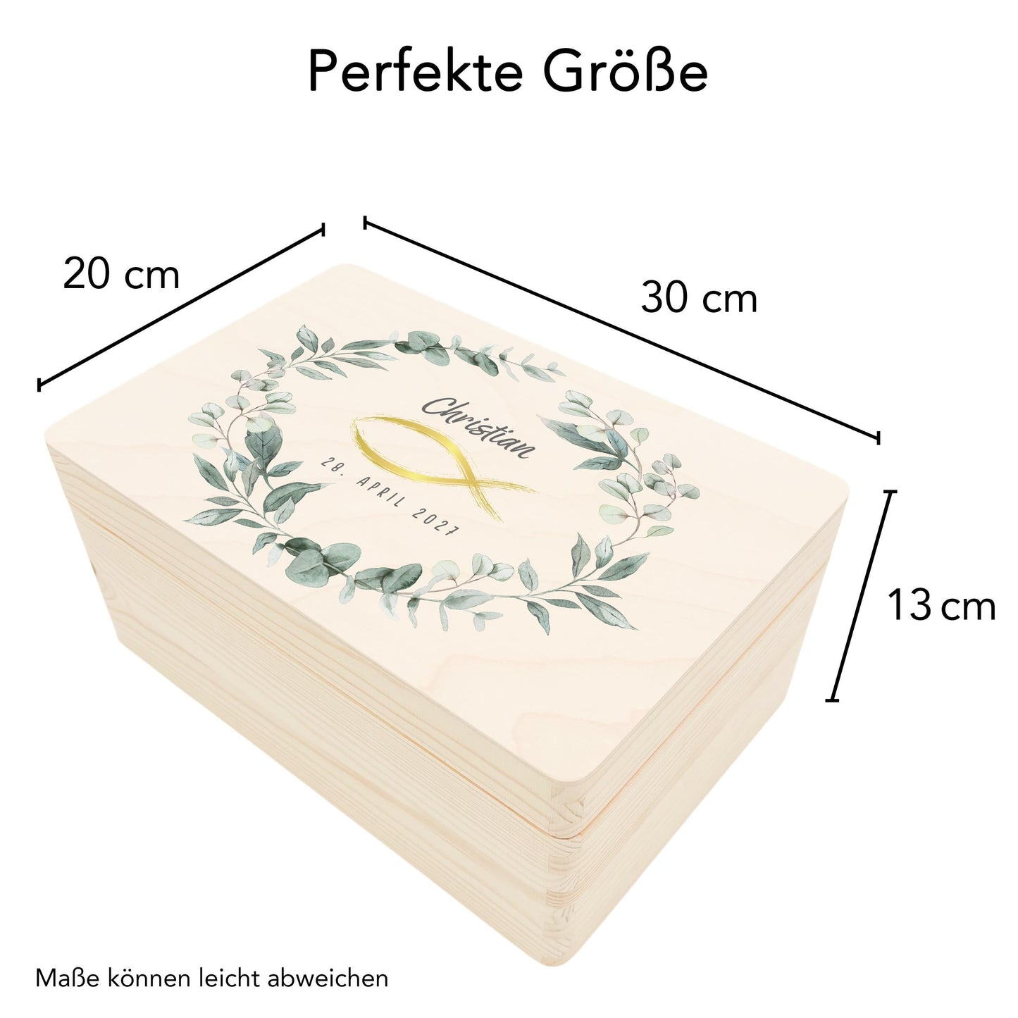 Erinnerungskiste Kommunion Geschenk personalisiert Erinnerungsbox Erstkommunion Mädchen Junge Holzkiste Holzbox 30x20x13 cm