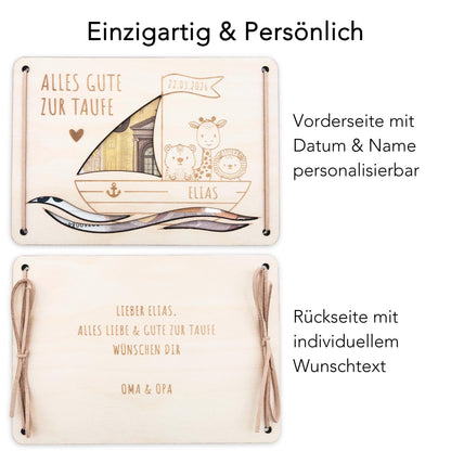 Taufgeschenk Geld Taufe personalisierte Geldgeschenk Verpackung Geschenk Taufkarte Geschenkkarte aus Holz 12x17 cm