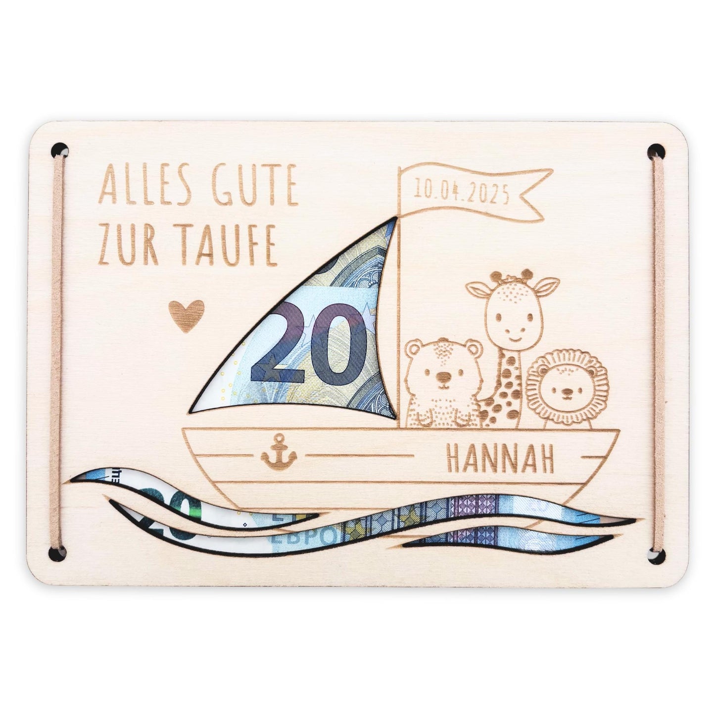 Taufgeschenk Geld Taufe personalisierte Geldgeschenk Verpackung Geschenk Taufkarte Geschenkkarte aus Holz 12x17 cm
